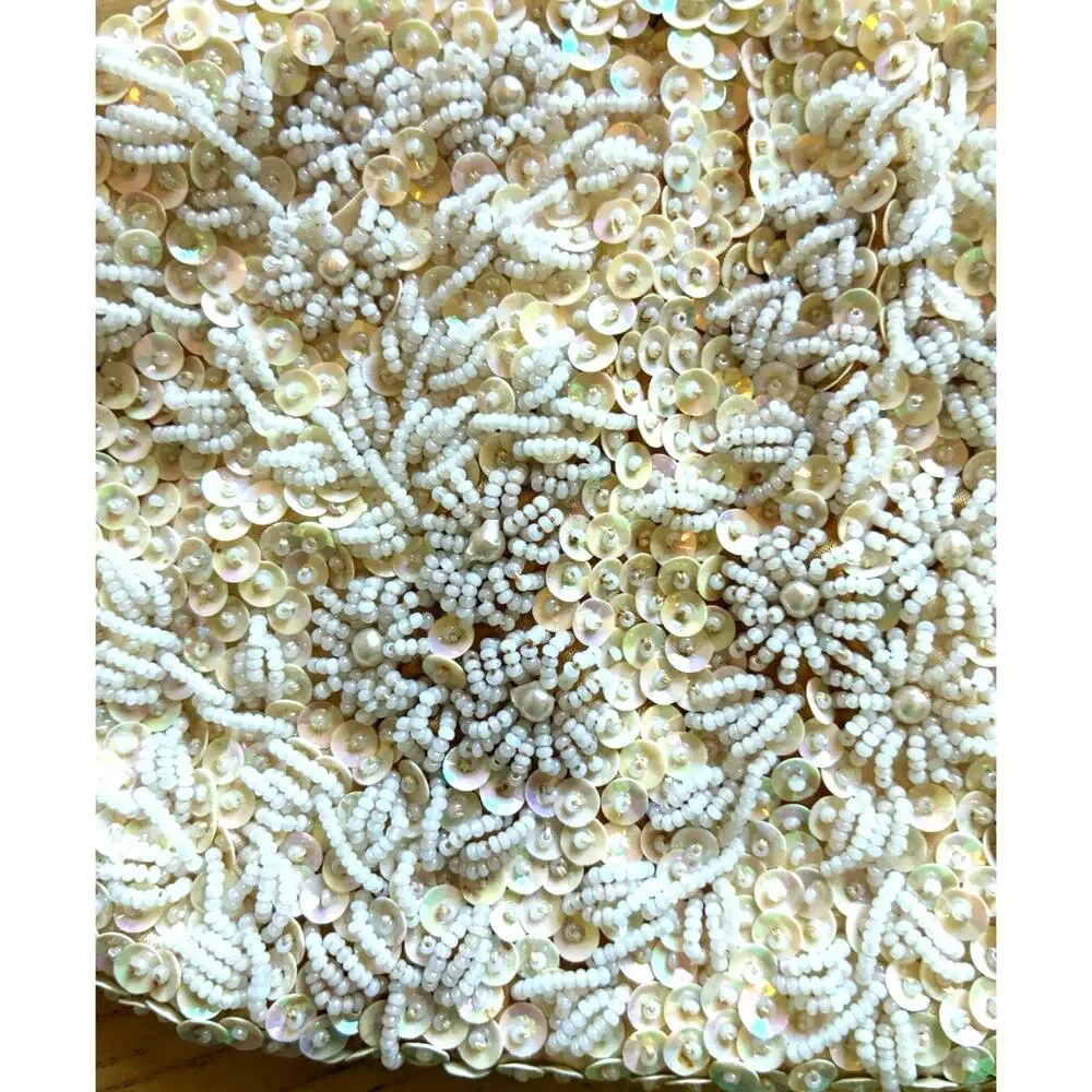 VTG 50s Italian glass beaded sequin evening purse Gold Luxury Hollywood Glam
